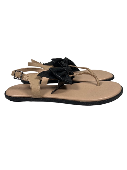 Karl Lagerfeld Women's Taupe/Black Goldie Bow Accent Slingback Sandals - 6