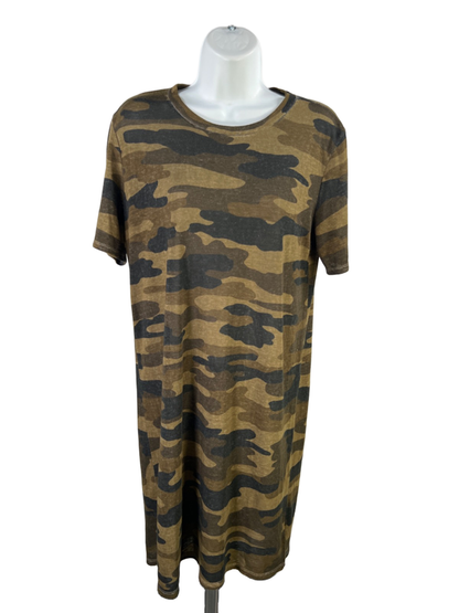 Lucky Brand Women's Green Camo Thin Short Sleeve T-Shirt Dress - S