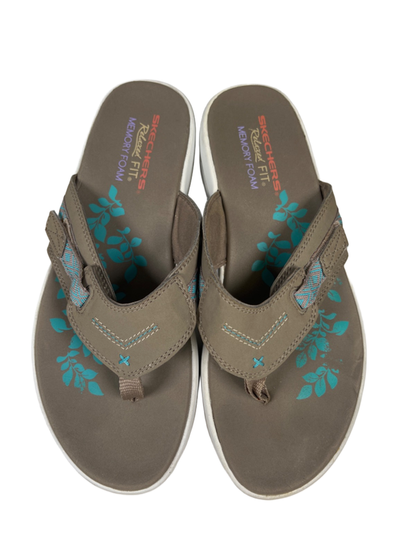 Skechers Women's Blue/Taupe Upgrades Marina Bay Flip Flop Sandals - 8 image 3