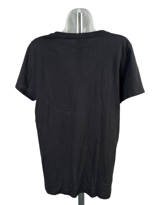 J.Crew Women's Black Short Sleeve Slub Cotton V-Neck T-Shirt - L image 2