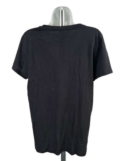 J.Crew Women's Black Short Sleeve Slub Cotton V-Neck T-Shirt - L image 2