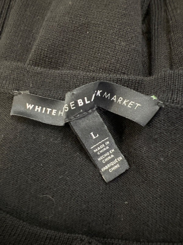 White House Black Market Women's Black Snap Button 3/4 Sleeve Sweater - L image 3