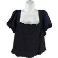 Torrid Women's Black Smocked Cropped Short Balloon Sleeve Shirt - 0 Plus
