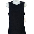 Nine West Women's Black Crinkled Texture High Neck Tank Top - M
