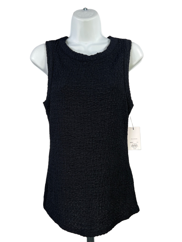Nine West Women's Black Crinkled Texture High Neck Tank Top - M