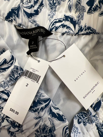Banana Republic Women's White/Blue Floral Off Shoulder Mini Shift Dress - 2 image 3