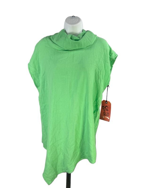 Oh My Gauze! Women's Green Jenn Slim Cut Cowl Neck Cap Sleeve Blouse - 2