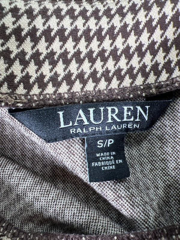 Lauren Ralph Lauren Women's Brown Houndstooth Side Zip Straight Skirt - S image 3