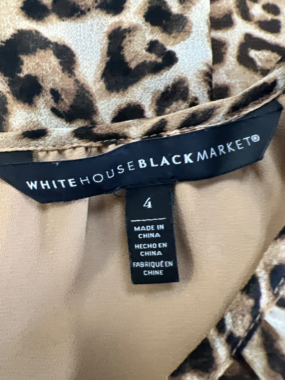 White House Black Market Women's Brown Leopard Print Sheer Sleeve Blouse - 4 image 3