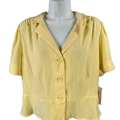 Lauren Conrad Women's Yellow Tiered Short Sleeve Button Up Blouse - L
