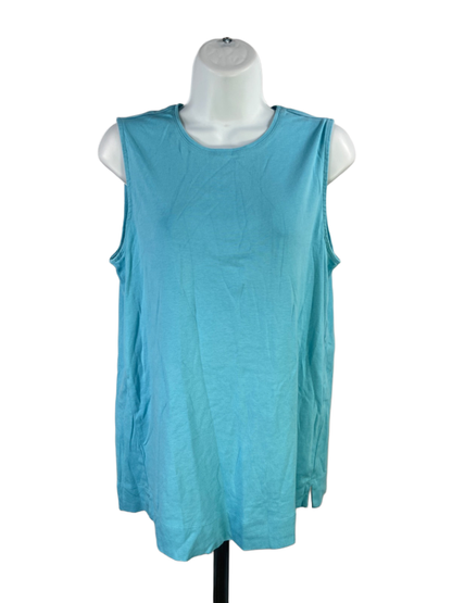 J Jill Women's Blue Cotton Forward Seam Sleeveless Tank Top - M