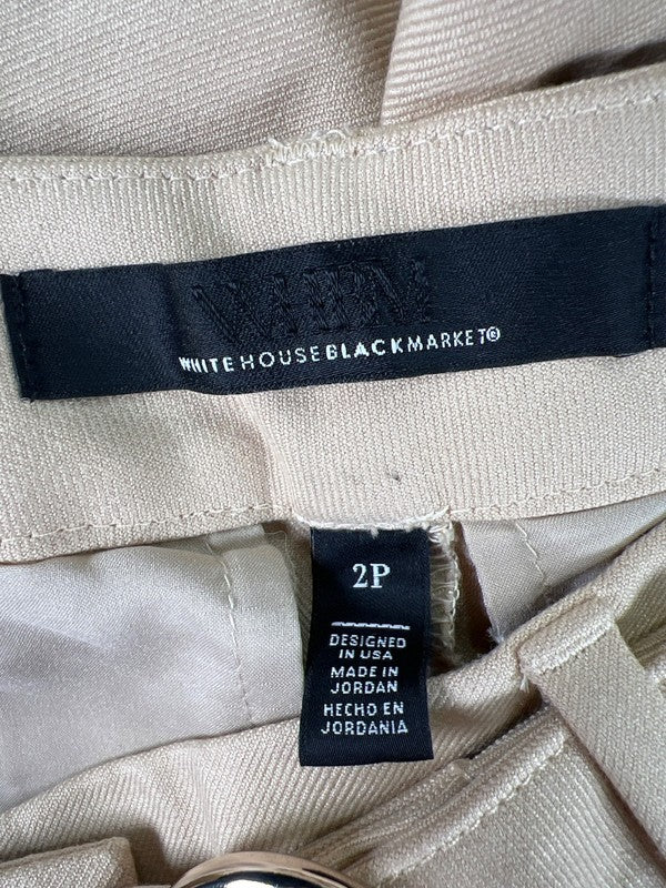 White House Black Market Women's Beige Piper Flare Palace Pants - 2 Petite image 3