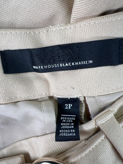 White House Black Market Women's Beige Piper Flare Palace Pants - 2 Petite image 3