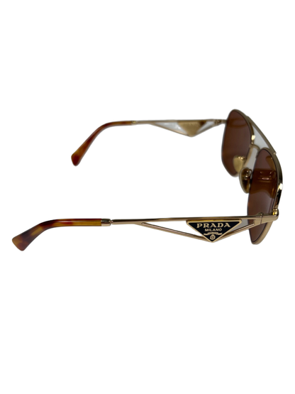 Prada Women's Gold-Tone Metal Frame W/ Dark Brown Lenses Sunglasses image 4