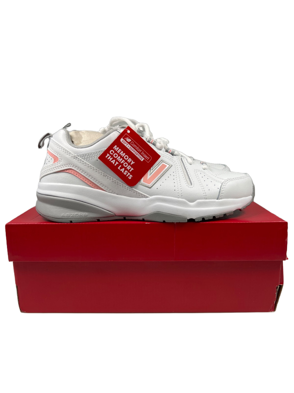 New Balance Women's Pink/White Leather 608v5 ABZORB Lace Up Sneakers - 8.5