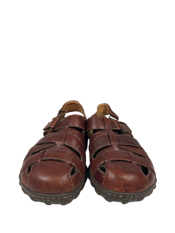 Born Men's Brown Leather Woven Slingback Fisherman Sandals - 11/45 image 2