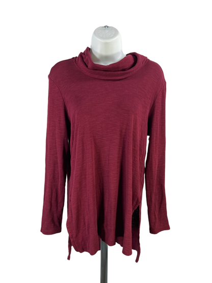 J.Jill Women’s Burgundy Long Sleeve Cowl Neck Tunic Shirt - S Petite