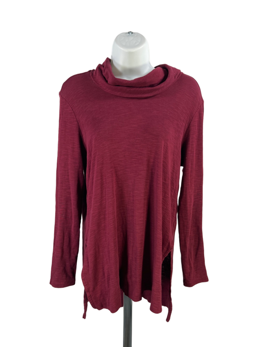 J.Jill Women’s Burgundy Long Sleeve Cowl Neck Tunic Shirt - S Petite