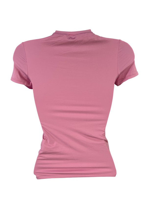 Victoria's Secret PINK Womens Pink Base Stretch Fitted Short Sleeve T-Shirt - XS image 2