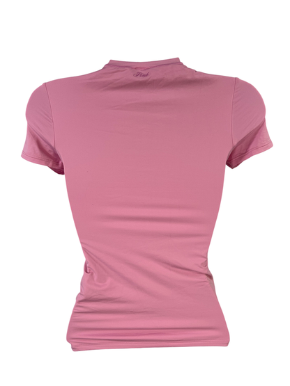 Victoria's Secret PINK Womens Pink Base Stretch Fitted Short Sleeve T-Shirt - XS image 2