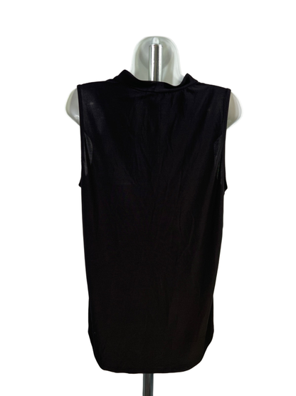 White House Black Market Women's Black Sleeveless V-Neck Blouse - L image 2