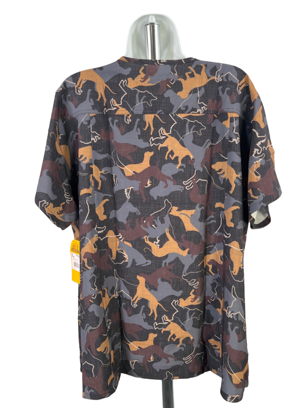 Carhartt Womens Black/Brown Force Cross Flex Modern Fit Dog Print Scrub Top - XL image 2