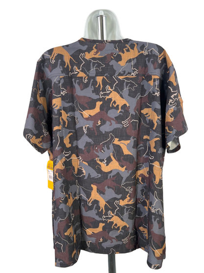 Carhartt Womens Black/Brown Force Cross Flex Modern Fit Dog Print Scrub Top - XL image 2
