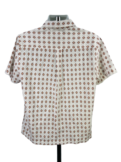 Liverpool Men's White/Brown Cotton Short Sleeve Button Up Shirt - L image 2