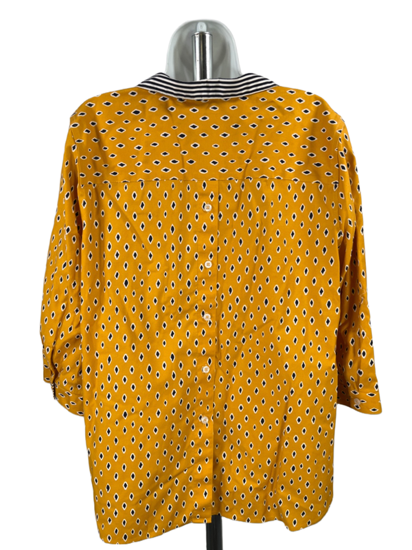 Chico's Women's Yellow/Gold 3/4 Sleeve V-Neck Pullover Blouse - 3/US 16 image 2