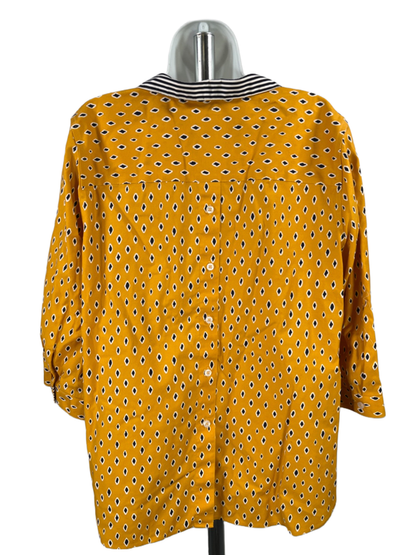 Chico's Women's Yellow/Gold 3/4 Sleeve V-Neck Pullover Blouse - 3/US 16 image 2