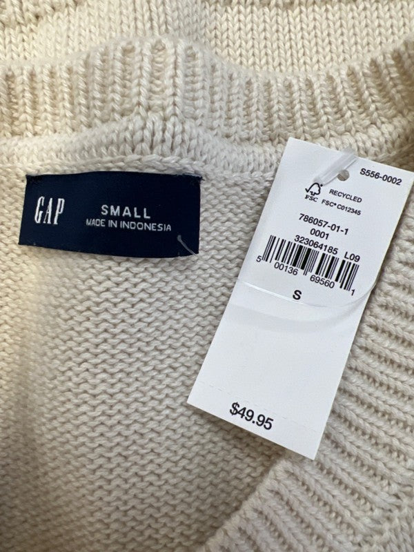 Gap Women's Ivory/Beige Cropped Cardigan Sweater Vest - S image 3