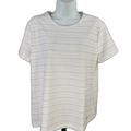 Anne Klein Women's White Metallic Short Sleeve T-Shirt - L