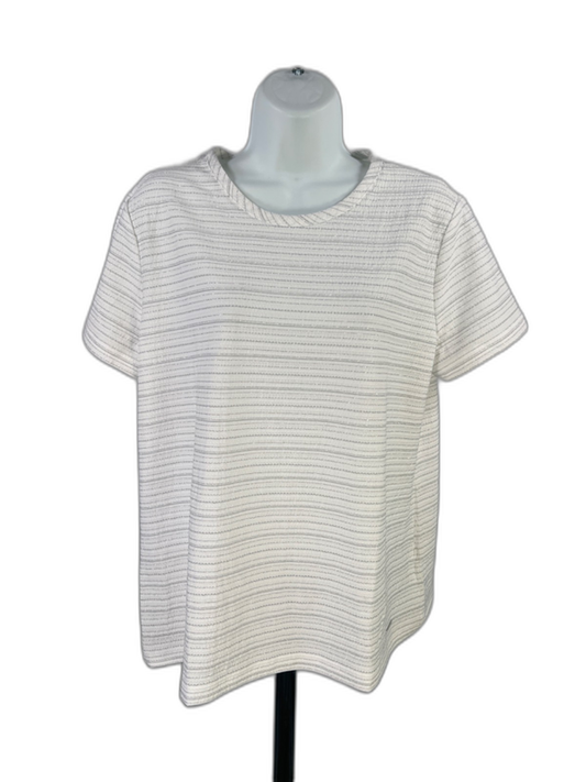 Anne Klein Women's White Metallic Short Sleeve T-Shirt - L