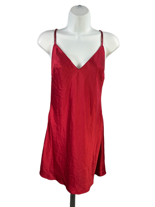 Victoria's Secret Women's Red Satin Crystal Bow Back Mini Slip Dress - S