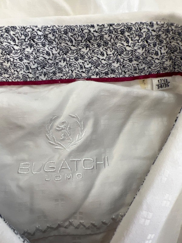 Bugatchi Uomo Men's White Cotton Long Sleeve Button Up Shirt - 17.5 image 3