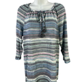 Christopher and Banks Women's Blue Striped 3/4 Sleeve Shirt - M