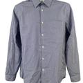 Calvin Klein Men's Blue/White Plaid Slim Fit Long Sleeve Button Up Shirt - 15.5