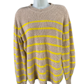 Banana Republic Women's Beige/Yellow Striped Long Sleeve Sweater - L