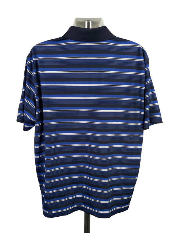 PGA Tour Men's Blue/Black Striped Airflux Short Sleeve Golf Polo Shirt - XXL image 2