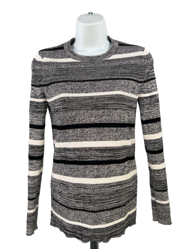 Banana Republic Women's Black/White Long Sleeve Skinny Ribbed Sweater - S