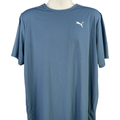 Puma Men's Blue Striped Short Sleeve Athletic Polyester Shirt - XL