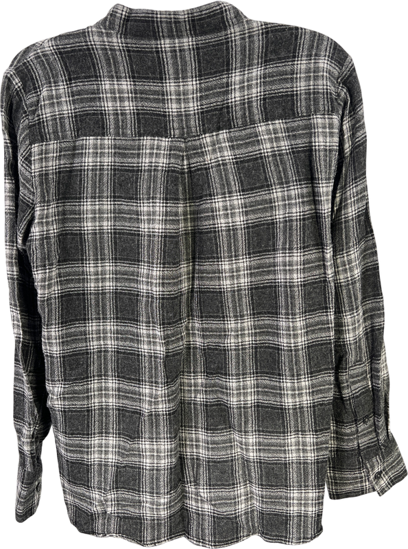 Madewell Women’s Black/Gray Plaid Lace Up Front Long Sleeve Shirt - M image 2