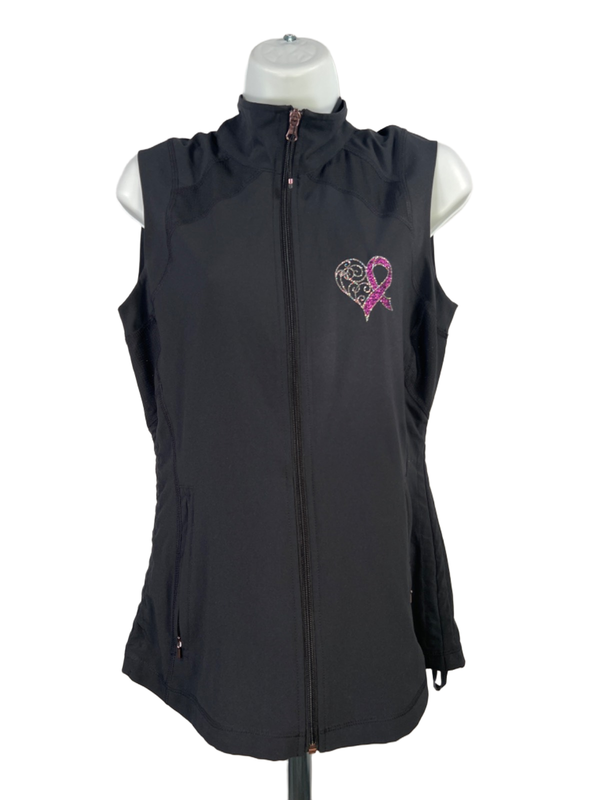 Calia Women's Black Caviar Journey Lightweight Breast Cancer Full Zip Vest - S