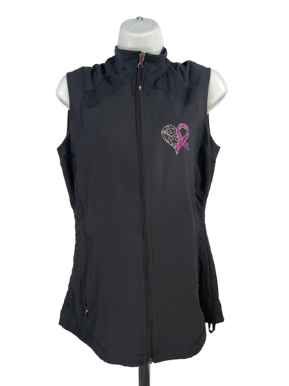 Calia Women's Black Caviar Journey Lightweight Breast Cancer Full Zip Vest - S