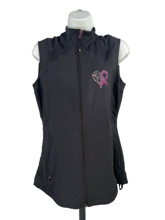 Calia Women's Black Caviar Journey Lightweight Breast Cancer Full Zip Vest - S
