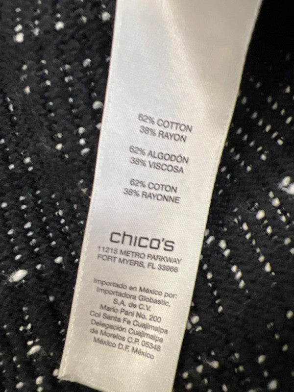 Chico's Women's Black/White Open Front Sleeveless Sweater Cardigan - 0/US 4 image 4