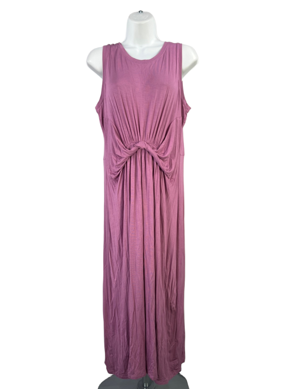 24/7 Maurices Women's Purple Sleeveless Knotted Front Shift Midi Dress - L