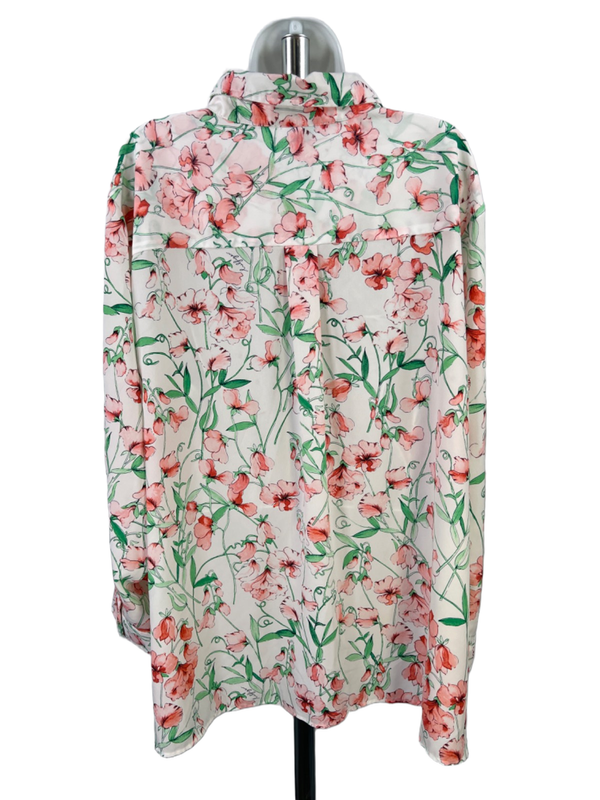 Tommy Hilfiger Women's White/Green Floral Long Sleeve Button Up Shirt - Plus 2X image 2
