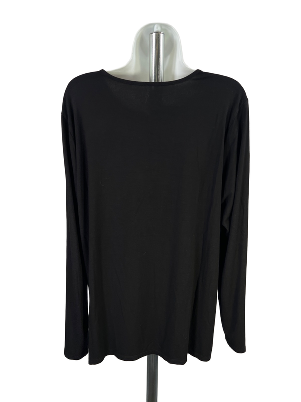 Chico's Women's Black Scoop Neck Long Sleeve Tee Shirt - 3/US XL image 2