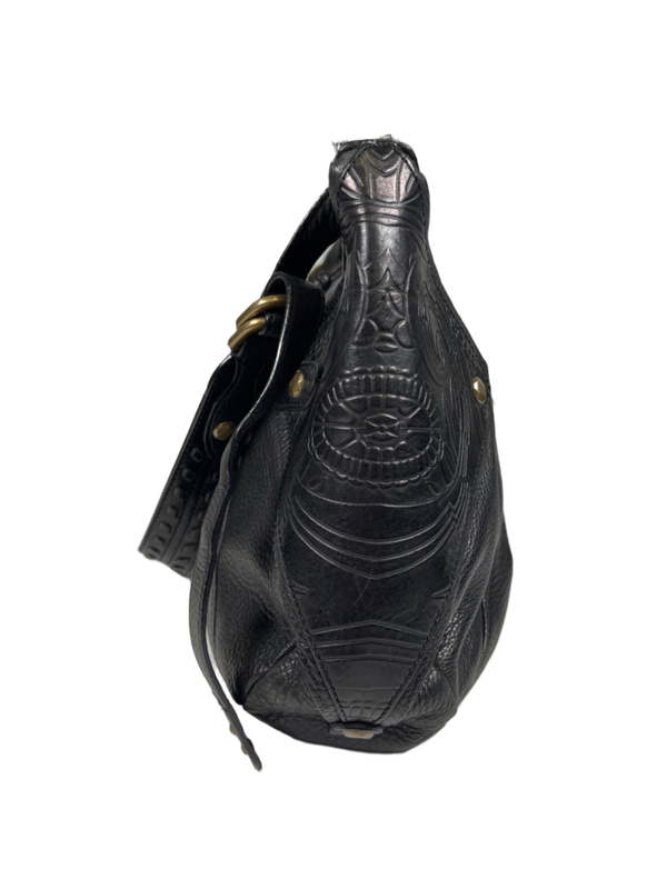 Cole Haan Women's Black Leather Sierra Tooled Shoulder Bag Purse W/ Dust Bag image 4